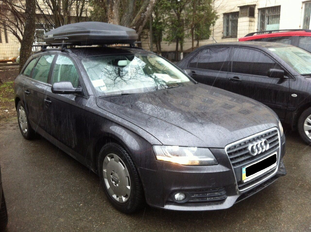 Багажник Aguri Runner Black и бокс WTR-490 (черный) на Audi A4