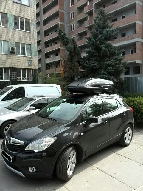 Багажник Aguri Runner Black и бокс Terra Drive-440 (черный) на Opel Mokka