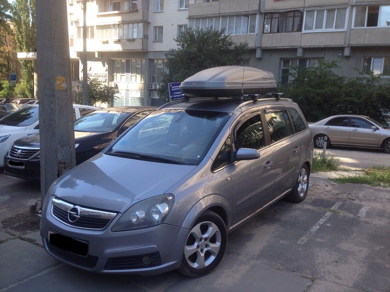 Багажник Aguri Runner и бокс Terra Drive-480 (серый) на Opel Zafira