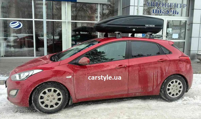 Багажник Thule-751 WingBar и бокс WTR-480 (черный) на Hyundai i30